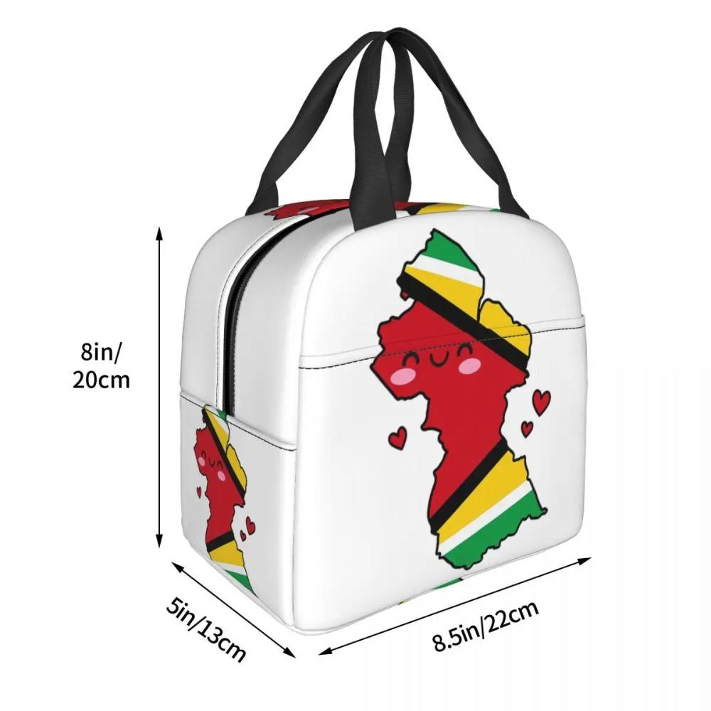 Guyana Flag Map Smile With Love Insulated Lunch Bag for Women Children Leakproof Food Boxes Thermal Lunch Box Tote