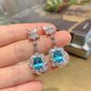 S925 Silver Needle Simulation Paraiba Jewelry Earrings Women's Fashion Luxury