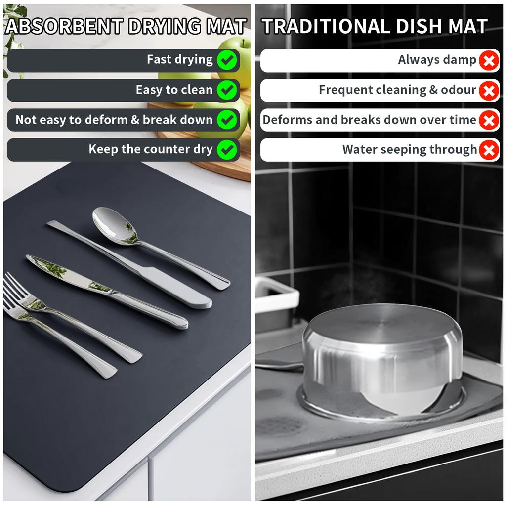 Super Absorbent Large Kitchen Absorbent Mat Antiskid Draining Coffee Dish Drying Mat Quick Dry Bathroom Drain Pad Tableware Mat