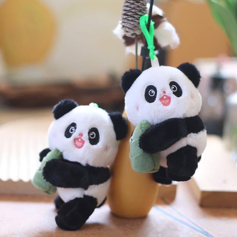 Cute Fluffy Panda Key Holder Plush Toy Miniature Bag Accessory