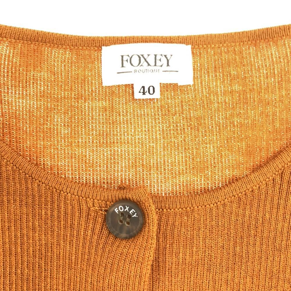 FOXEY Made In Japan Wool Blend Long Sleeve Rib Knit Cardigan 40 Women Used