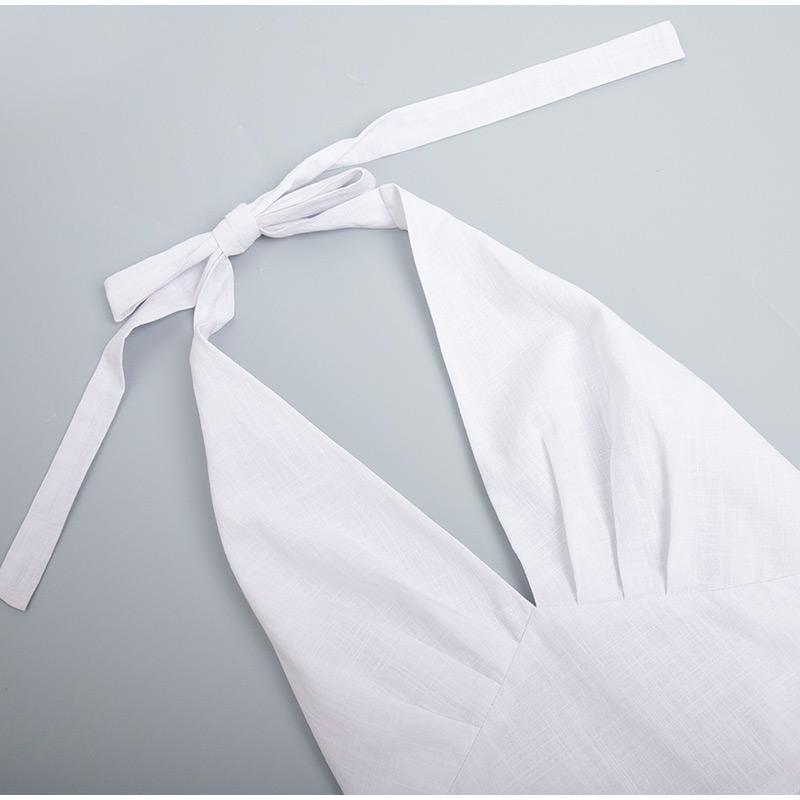 Dámské letní bavlněné dlouhé šaty bez rukávů, sexy výstřih do V, boho maxi šaty, volný styl, dlouhé šaty, oblečení