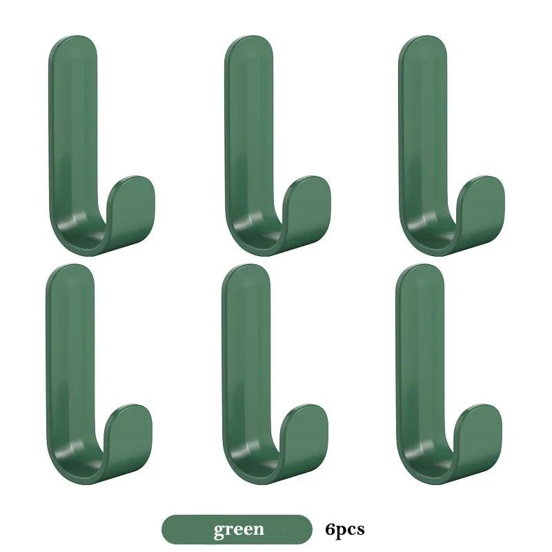 

6Pcs Self Adhesive Single Robe Hook Wall Hooks Towel Hook Door Hanger Key Bag Coat Hook Holder Kitchen Bathroom Accessories