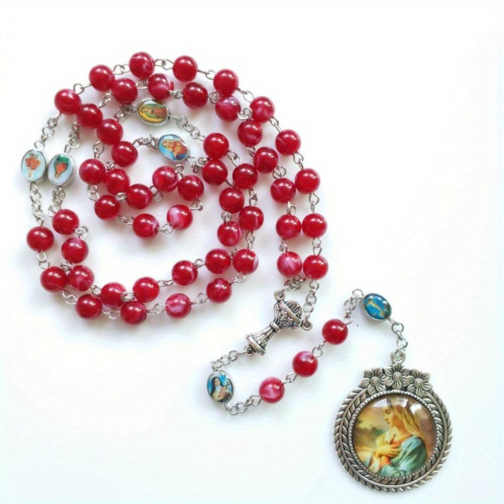 Catholic Rosary Mary Blessing Rosary Prayer Necklace with Pendant amulet virgin Mary for Cross Pendant Rosary Necklace