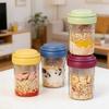 Overnight Oats Containers with Lids And Handles 16oz Plastic Mason Jars Leak Proof BPA-Free Breakfast Meal Prep Jar with Divided Compartments