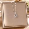 Women's Silver Titanium Steel Necklace with Micro-Inlaid Zircon - Elegant, Durable Clavicle Chain Jewelry