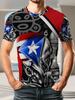 Men's Puerto Rico Taino Cultural T-Shirt - Short Sleeve Breathable Tee with Coqui Frog, Puerto Rico Flag & Taino Symbols, Casual Round Neck Shirt