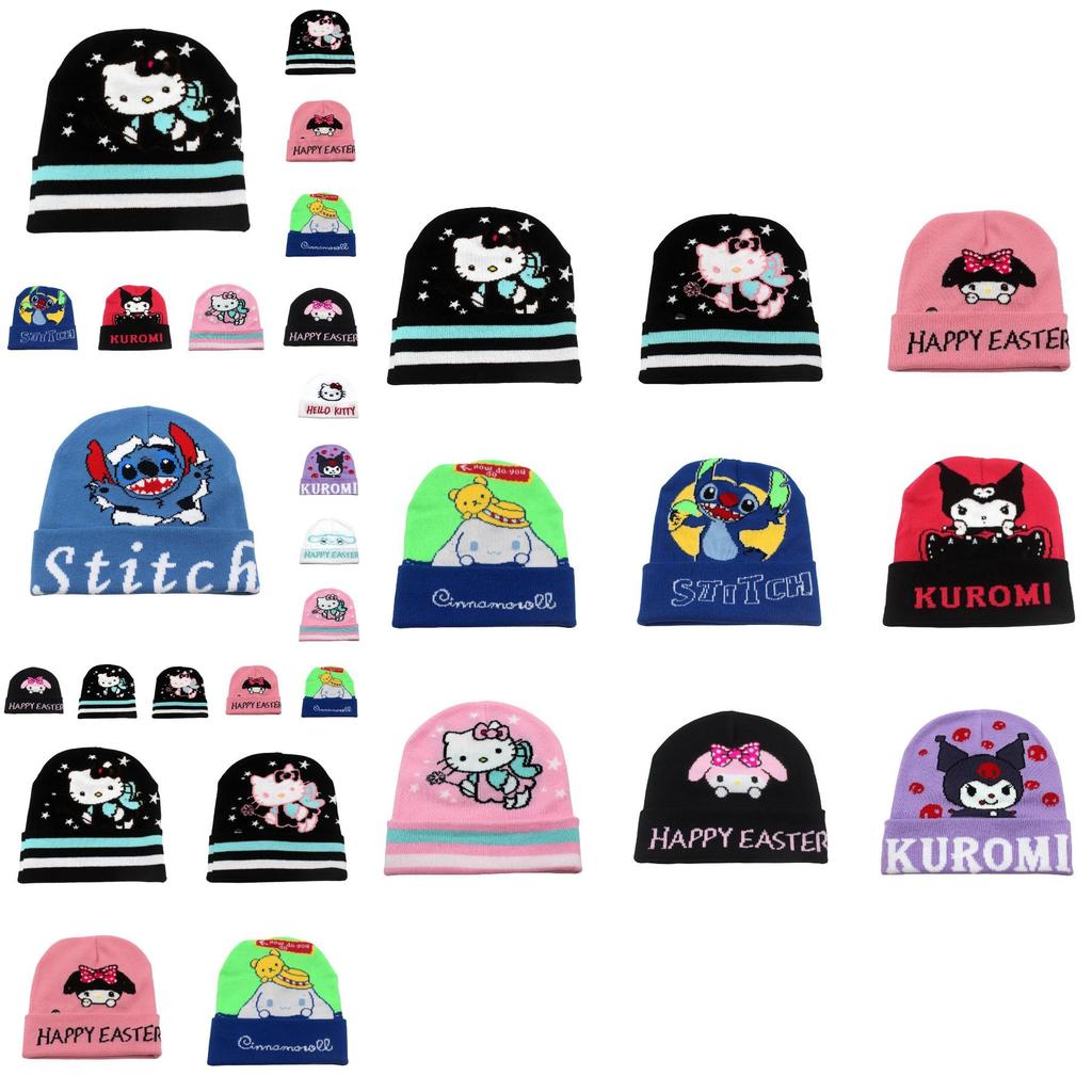 Cozy Knit Kawaii Kuromi Stitch Character Beanie Hat For Stylish Winter Warmth