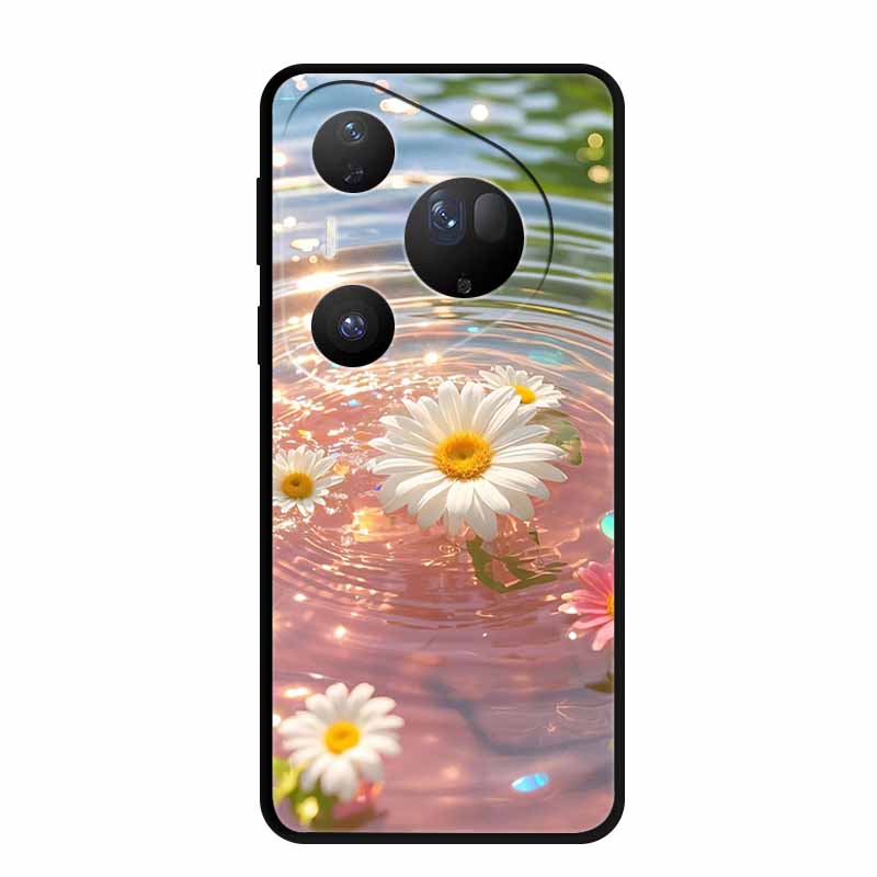 Flower Phone Case For Huawei Pura 70 80 Pro Plus Silicone TPU Cover for Pura80 Pro+ Pura70 Ultra Para Black Back Soft Protector