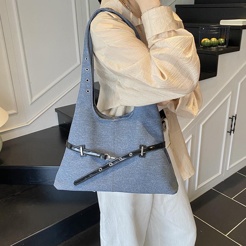 

Вместительная сумка-тоут женская сумка новая летняя повседневная универсальная ретро мода сумка под мышкой джинсовый синий