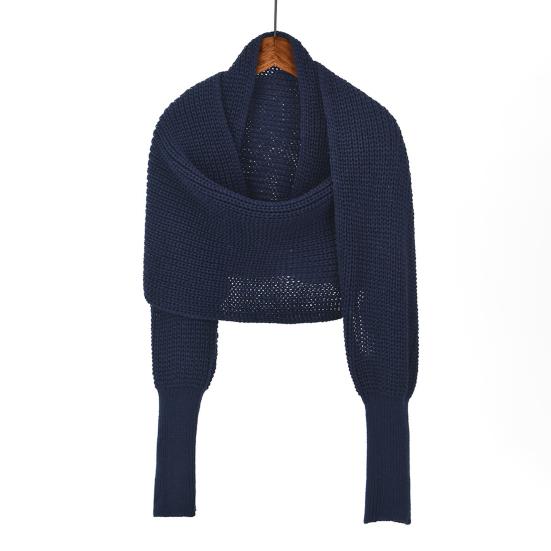 

Women Shawl Solid Color Irregular Design Batwing Long Sleeve Knitting Short Coat Loose Fit Shawl Wrap темно-синього кольору