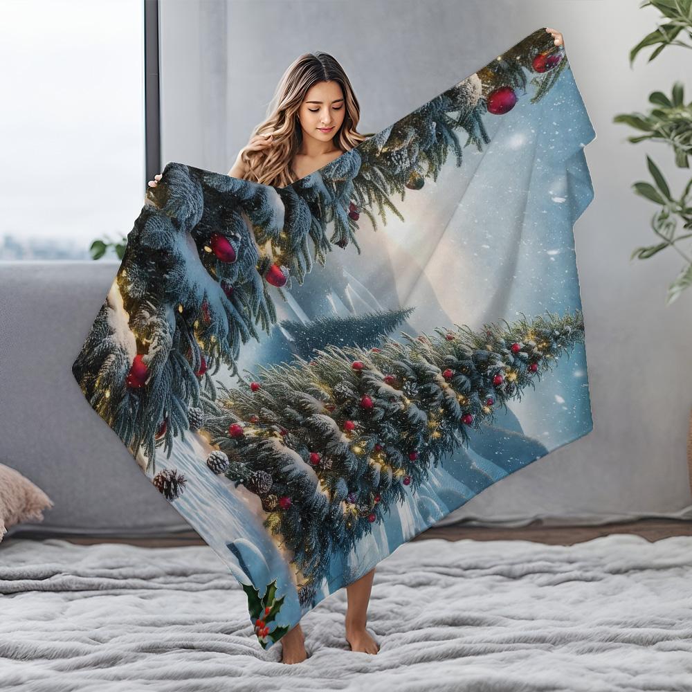 Tuniu Winter Forest Throw Blanket Cozy Sofa Bed Decoration Warm Fleece Blanket Outdoor Blanket
