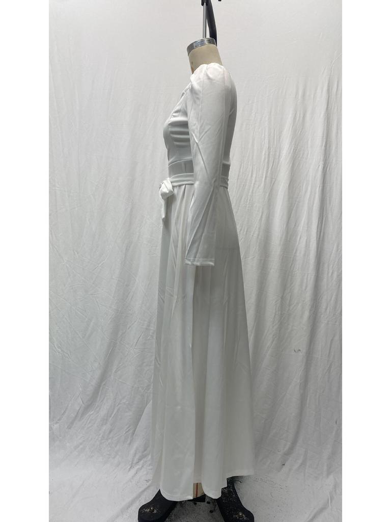 2025 French Style White Satin Evening Dress - Slimming, Elegant Long Skirt