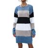 Casual Fashionable and Elegant Women's Early Fall Colorblocking Long-sleeved Sweater Dresses