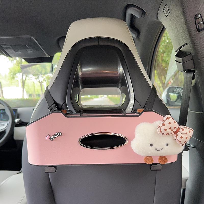 Aufbewahrungsbox für die Rücksitzlehne mit Taschentuchhalter & Getränkehalter - Multifunktionaler Organizer