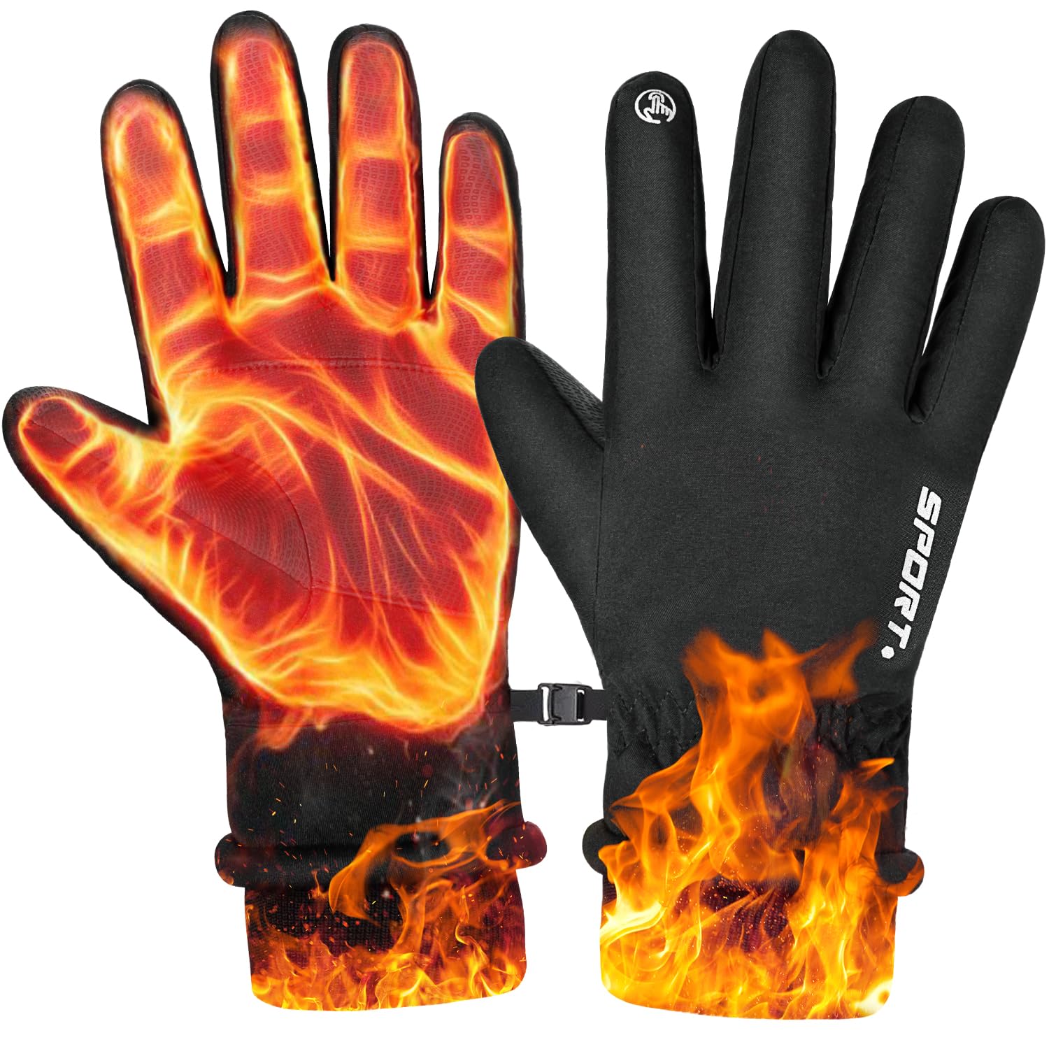 

Homwarm Зимние Перчатки с Полными Пальцами для Смартфона, Уличные, Длинные, Эластичные, Холодные, Удобные, Унисекс, Водонепроницаемые, Ветрозащитные, Толстые, на Флисовой Подкладке, Совместимые, чёрный