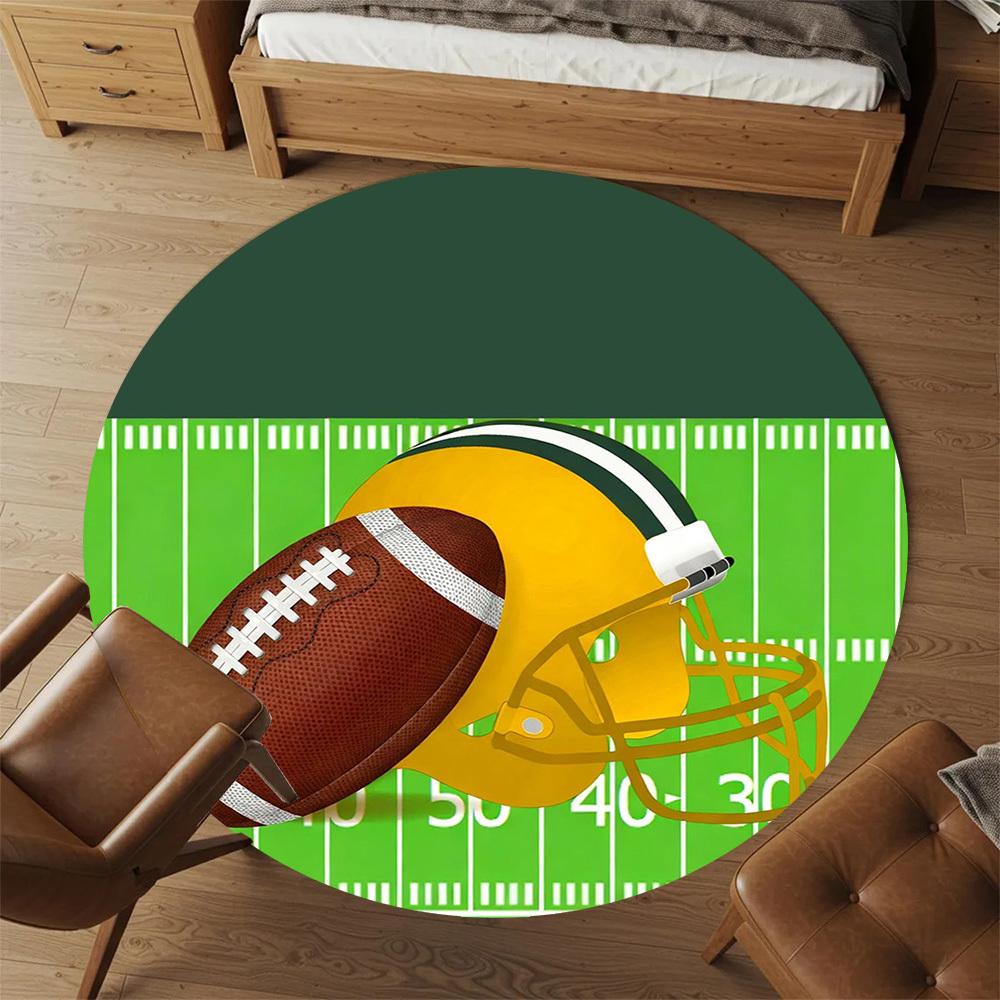 1PC Football American Football Office Round Area Rug, Under Office Chairs Bedroom Living Room Home Decor,Carpet for Office, -1110239