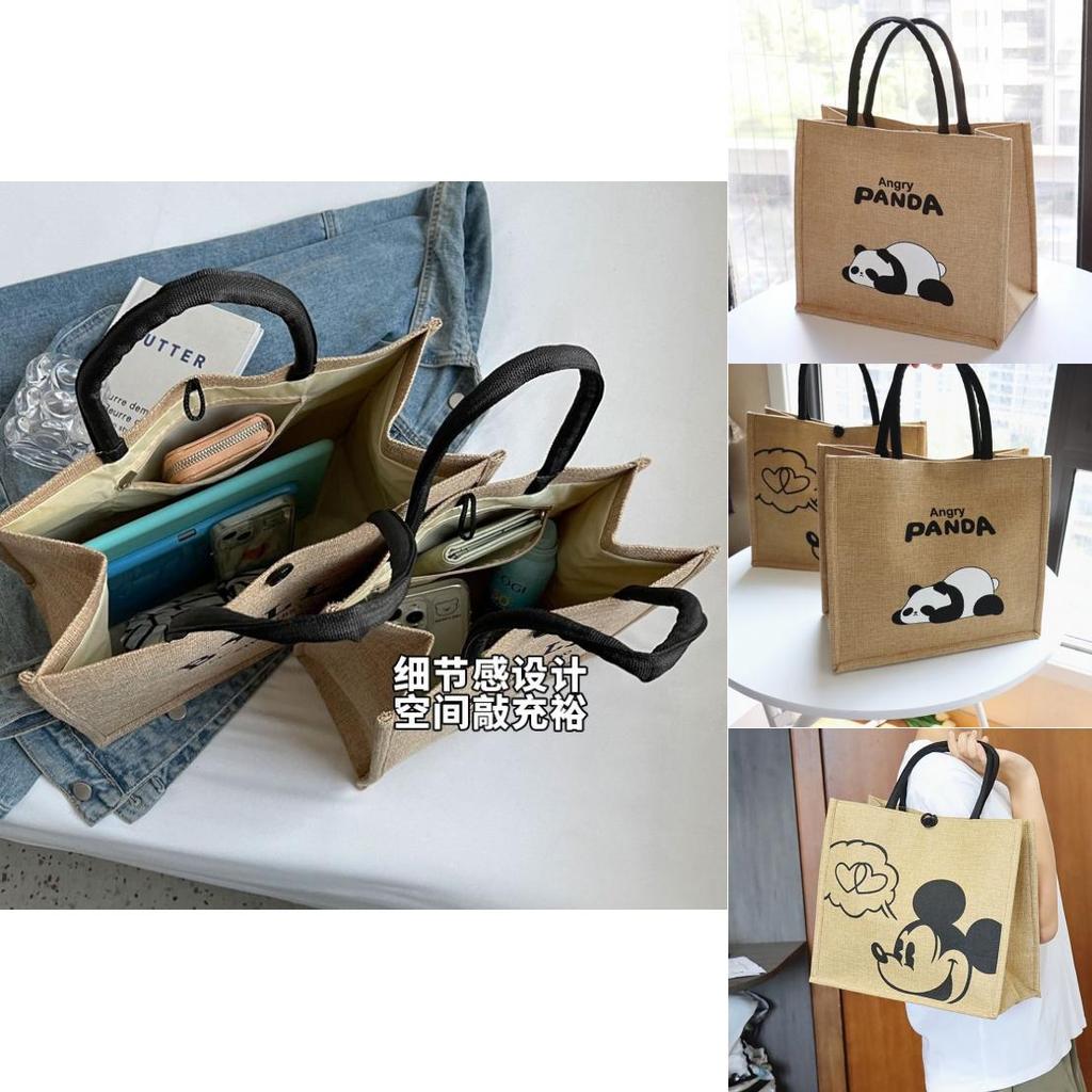 Mickey Mouse Canvas Tote Bag With Double Handles And Inner Pockets For Office And Weekend Trips