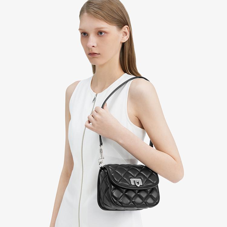 Charles & Keith Quilted Multi-Use PU Fabric Shoulder Crossbody Bag Women bags Black Cream Taupe CK2-80782260