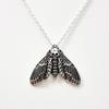 Gothic Silver Moth Pendant Necklace for Halloween