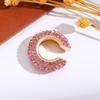 Retro Fashion C-Shaped Bling Ear Clips with Colored Diamonds - Trendy No-Pierce Earrings