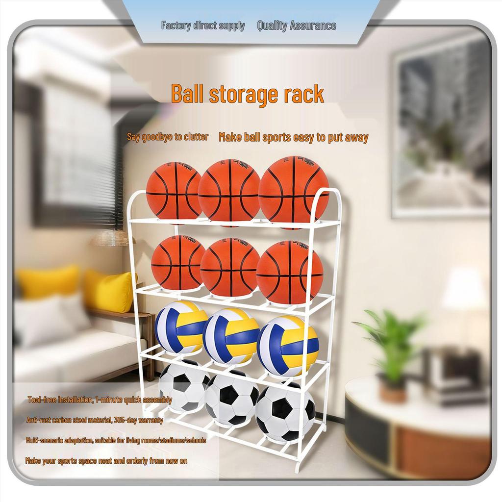 Nail-Free Sports Ball Storage Rack for Basketball, Volleyball, and Children's Basketball Hoop