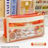 Dopamine Color Block Transparent Pencil Case: Multi-Layer Patchwork Design for Students
