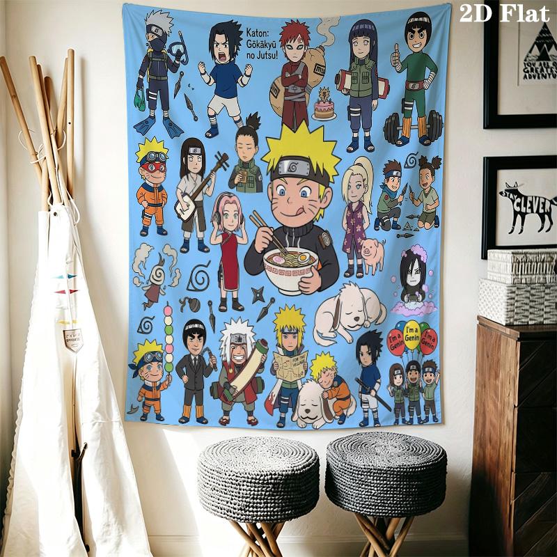 Naruto Characters Wall Tapestry Aesthetic Wall Hanging Printed Fabric Blanket Decorative Tapestries For Bedroom Living Room Home Decor