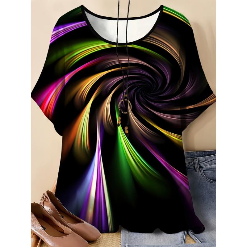 Plus Size--Women's Round Neck Short Sleeve T-Shirt