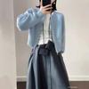 Women's 100% Pure Wool Double-Ply Cardigan - Short, Thickened Autumn/Winter Sweater