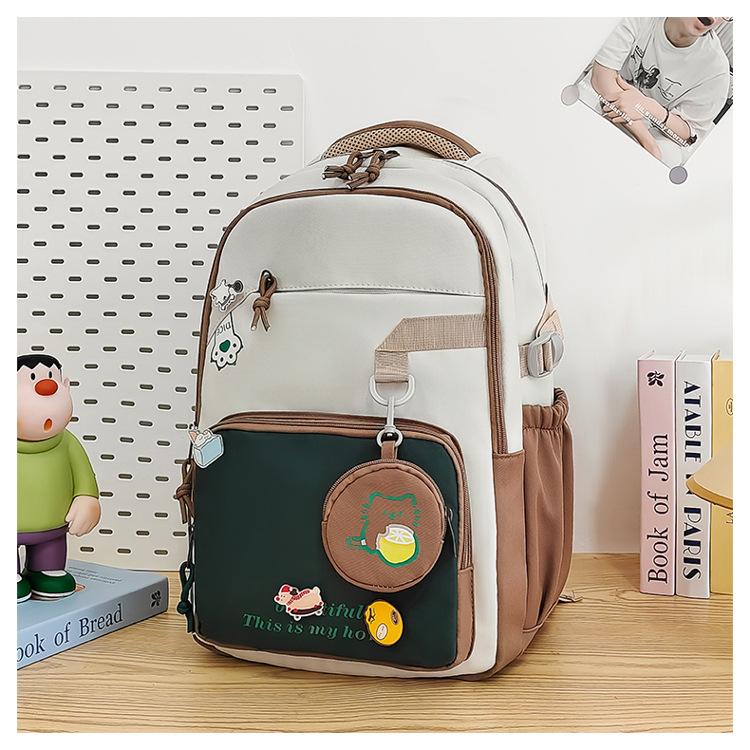 School Bag New College Style Large Capacity School Bag Korean Version Ins Versatile High Value Backpack Casual Contrasting Color Backpack