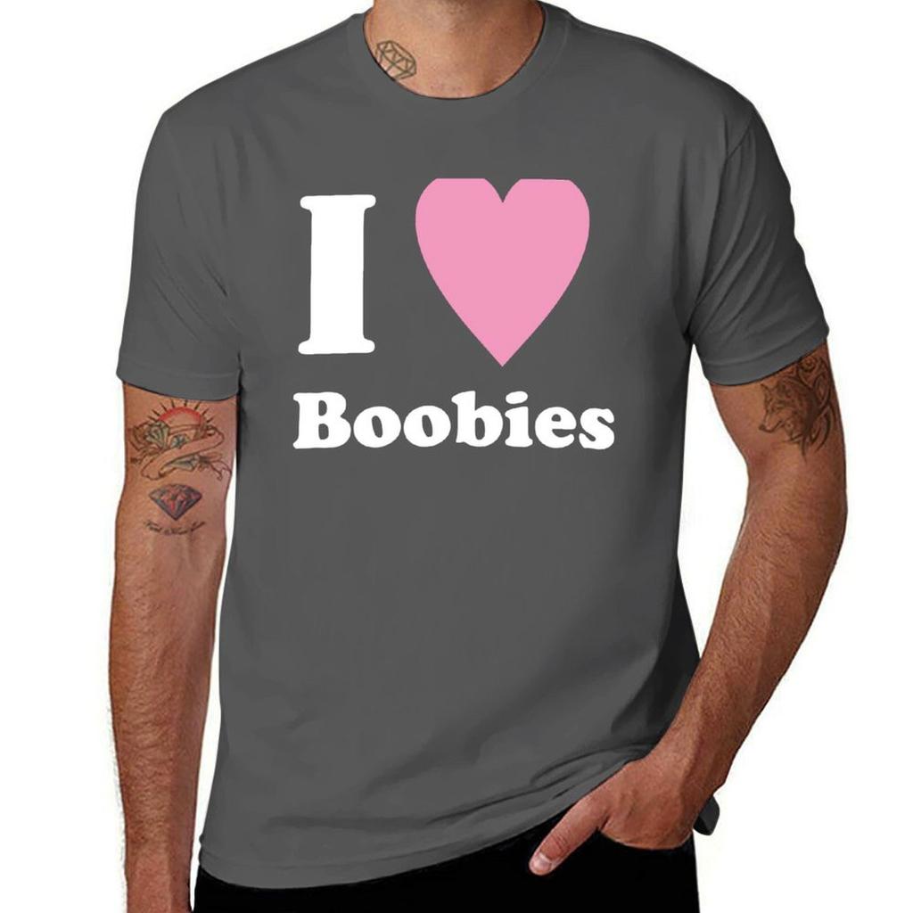 I Heart Boobies Tshirt Casual Light Summer Short Sleeve Top