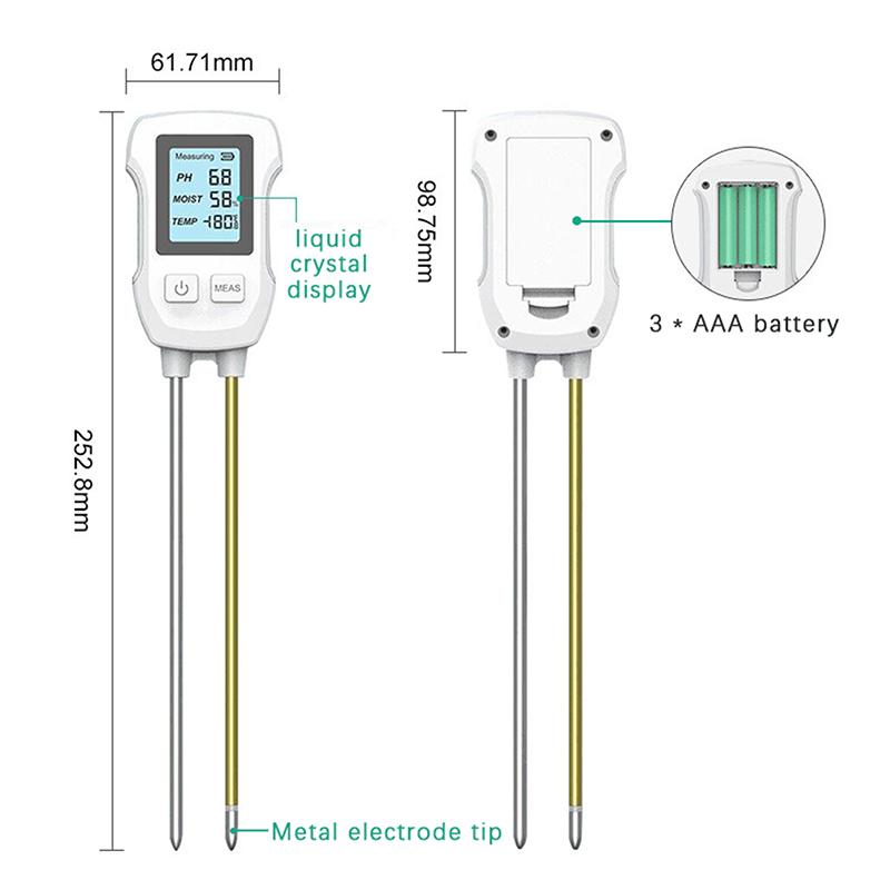 3 In 1 Digital Lcd Soil Meter Temperature Humidity Ph Meter With Backlight Plant Measuring Instrument For Flower Plants Garden