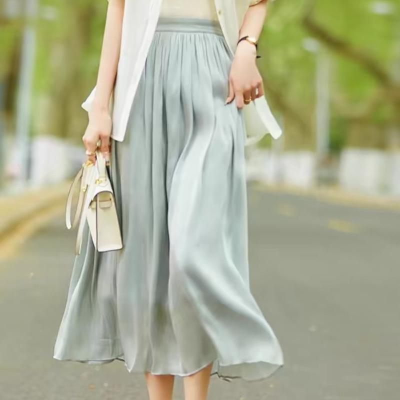 

Нові літні плісировані вільні спідниці з високою талією для жінок. Модна однотонна повсякденна спідниця A-line. Жіноча елегантна вінтажна довга спідниця 26327 One Size