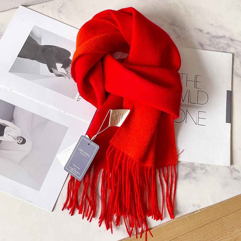 100 pure wool scarves for men's autumn and winter gray double-sided high-end gift boyfriend men's cashmere shawl
