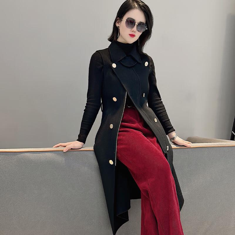 

Элегантное женское пальто Raphenny из двусторонней шерсти средней длины без рукавов S