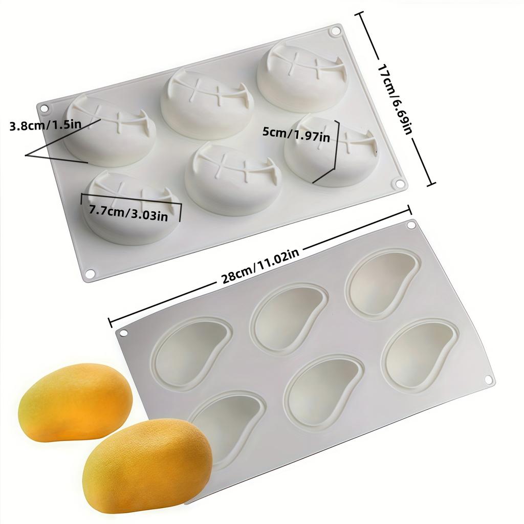 1pc Silicone Mango-Shaped Cake Mold with 6-Section Hollow Center & Smooth Edges - Reusable Baking Mold for DIY Mousse, Chocolate, Chiffon, Cheese