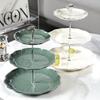 Elegant Lotus Silver Rim Three-Tier Fruit Plate