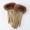 Women's Velvet Rabbit Fur Fleece-Lined Cycling Gloves - Warm, Non-Slip, Windproof, Thick Winter Gloves