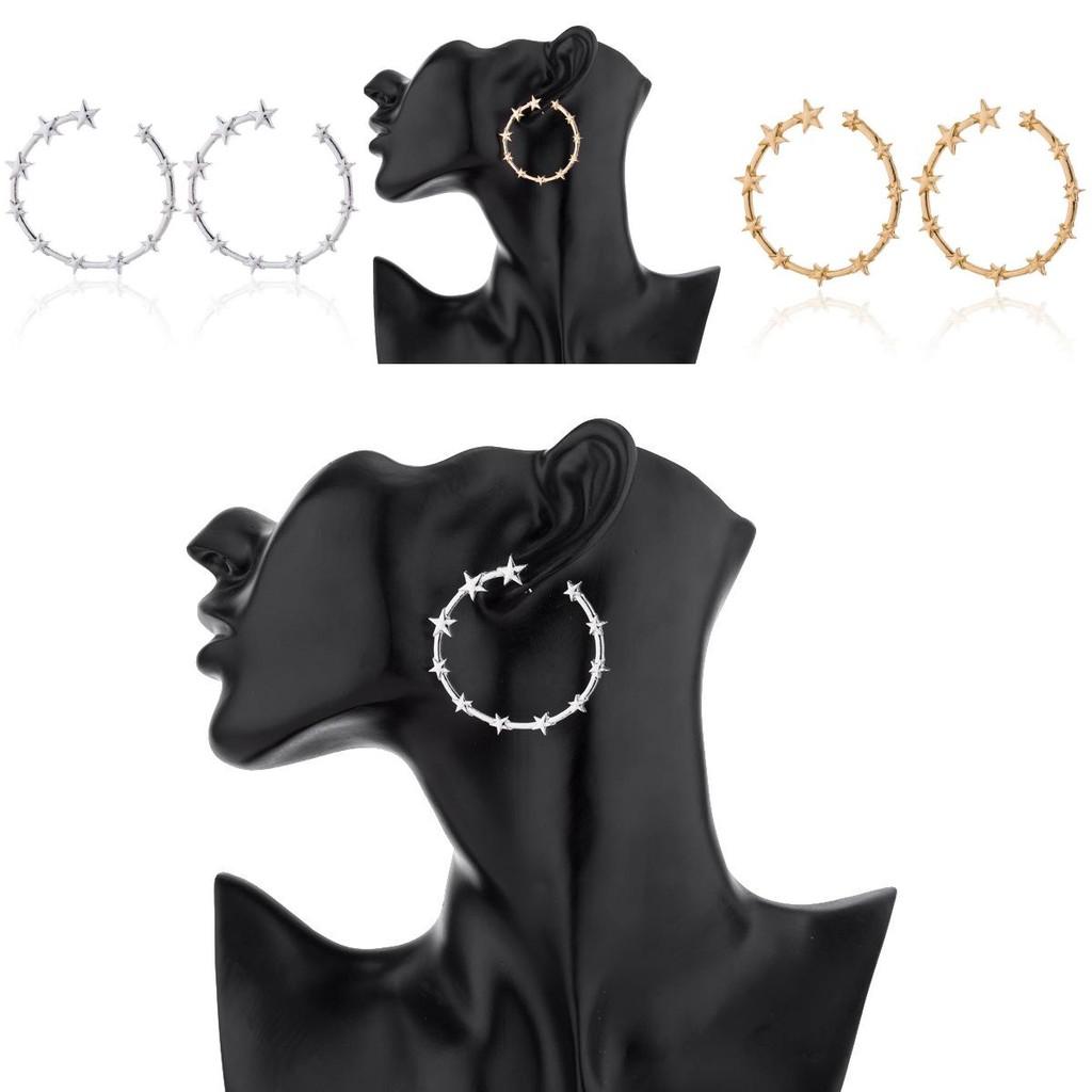 Trendy Alloy Star Circle Earrings For Women Geometric Design Fashion Jewelry