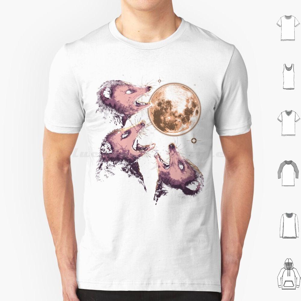 Three Opossums Howling At The Moon Funny Possum 3 Opossum T Shirt Big Size 100 Cotton Possum Opossum Raccoon Rodent Three