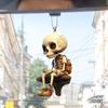 2D Acrylic Horrible Skeleton Figurine Skull Ornaments For Desk Halloween Car Rearview Mirror Decor Display Auto Pendant