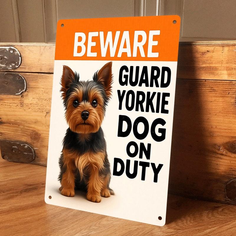 

1 item, Careful, Yorkshire Terrier Guard Dog on Duty, Metal Tin Painting, Home/Office Wall Decoration, Pet Lover Gift, Indoor/Ou (as the picture,20x30cm)