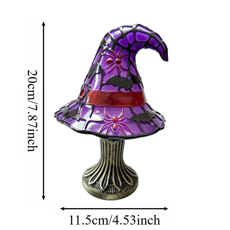 Halloween Stained Resin Witch Hat Lamp USB Powered Creative Table Lamp Night Light For Living Room Home Bedroom Decorations