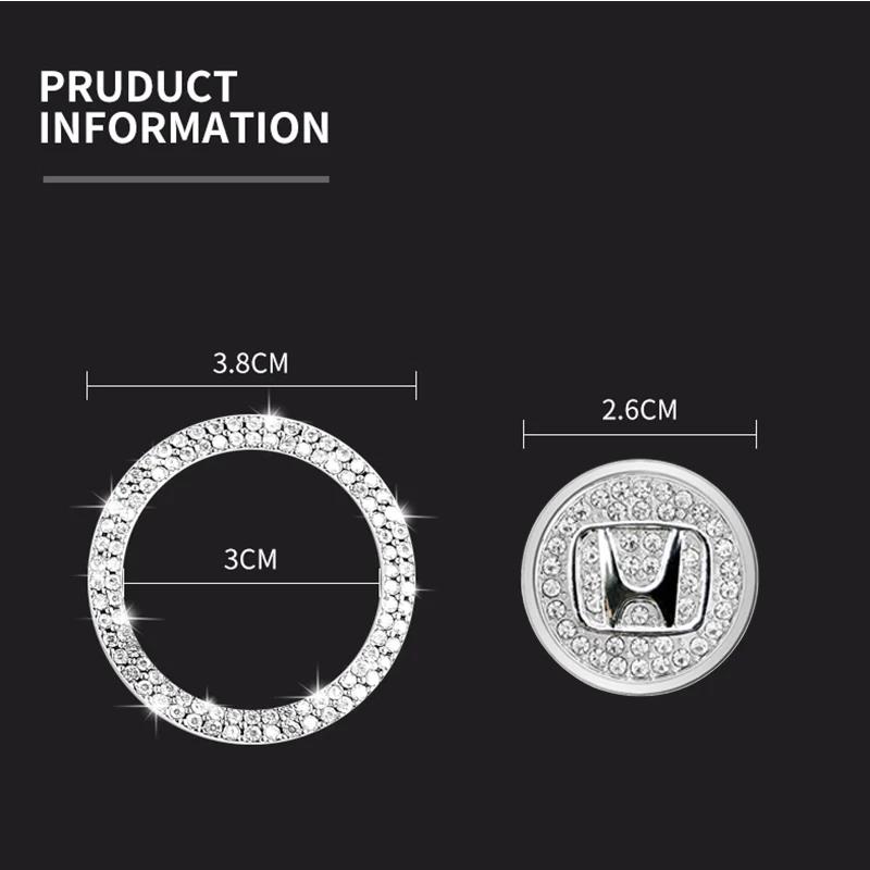 Car Bling One-Click Start Stop Engine Ignition Ring Sticker For Honda Civic Accord Fit CRV Jazz Odyssey Insight Legend HRV MV1