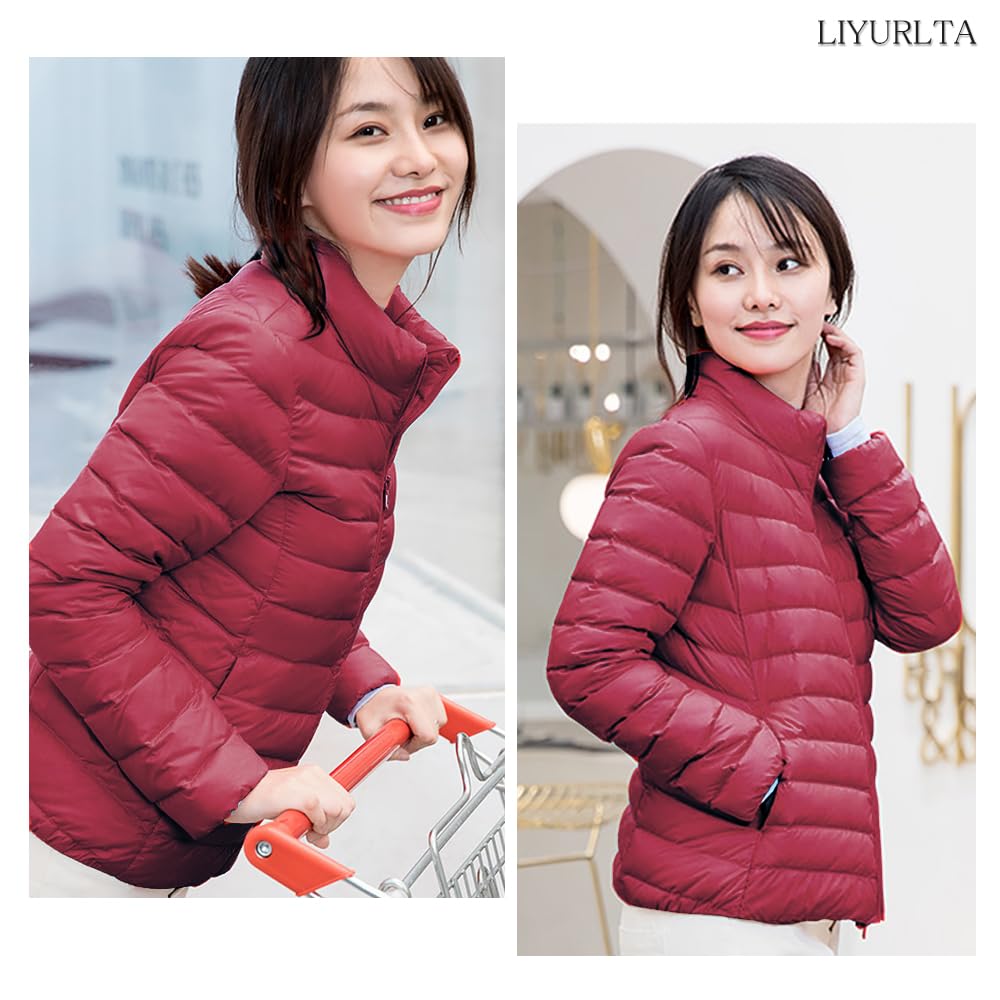LIYURLTA Ultralight Down and Perfect for Fall and Includes Storage LIY46 Women's Jacket, Water-Repellent, Lightweight, Warm, Cold-Weather, Winter,