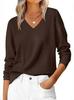 2026 European & American Autumn V-neck Loose Long Sleeve Solid Knit Women's Sweater - Commuting & Versatile