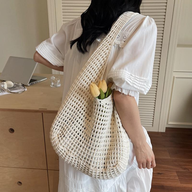 Creative Large Capacity Shoulder Bags Casual Simple Handbags Vintage Multifunctional Woven Shopping Tote Beach Bag
