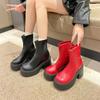 Botas De Mujer 2024 Winter Padded Cotton Boots Waterproof Platform Thick High Heel Back Zip Short Boots Versatile Shoes Women