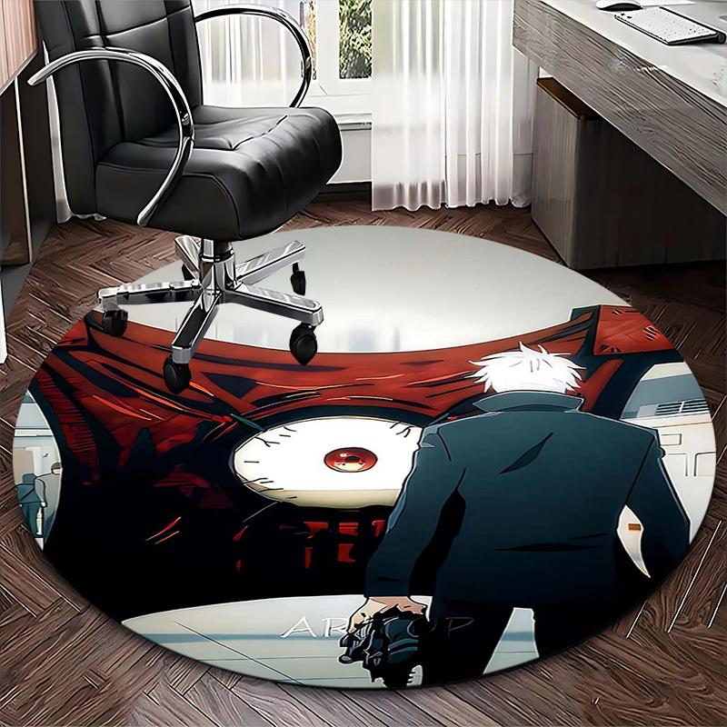 1pc Anime Design Round Carpet - Tokyo Ghoul Theme Chair Mat for Office, Home Decor, Living Room